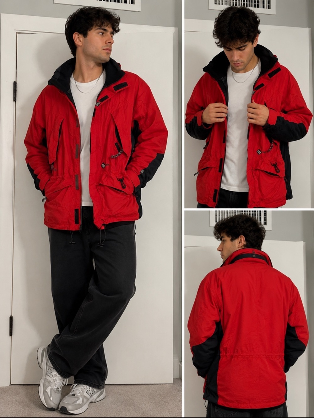 Red Contrast Men's Outdoor Jacket - Classic Utility Coat